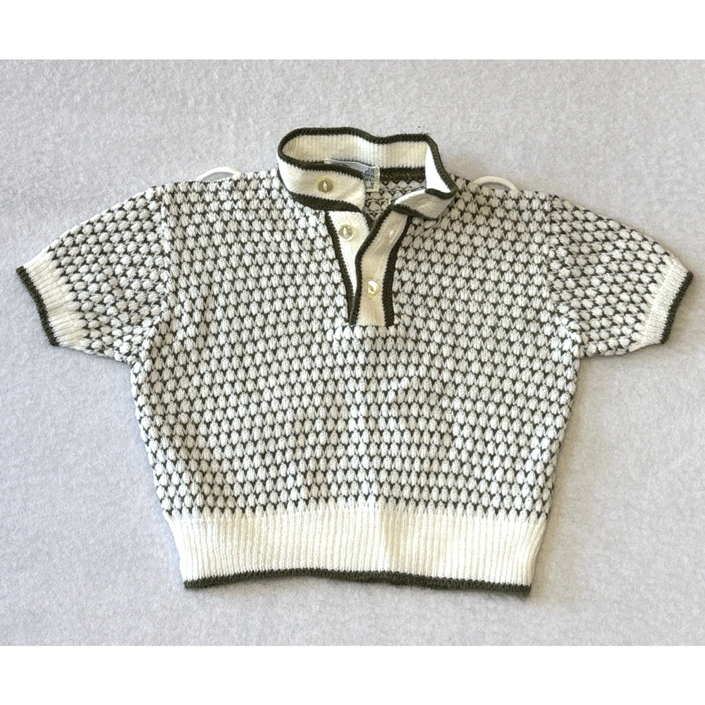 Vintage Huntingdon Mills, Inc 18 Mo Short Sleeve Polo Sweater Orlon Acrylic